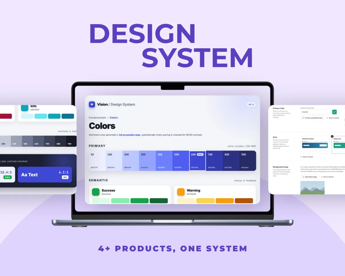 Design System: 4+ products, one system: the Vision colors documentation with accessible tonal ramps
